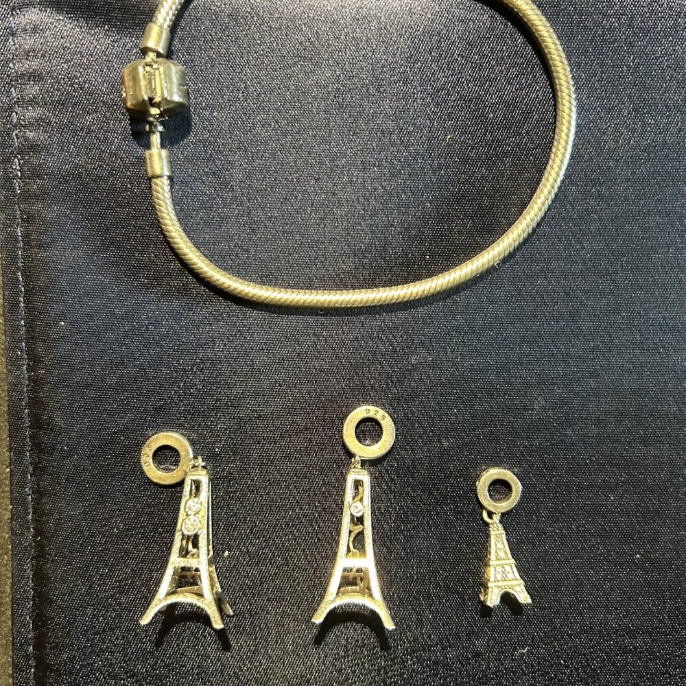 Sterling Silver Charm Bracelet with charms - Picture 2 of 2